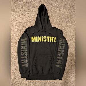 Ministry 100% Official Merch Black Hooded Pullover Sweatshirt Pyramid Eye Men Sm
